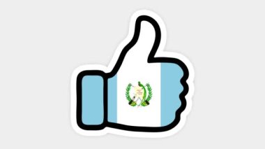 Çizim, animasyon kalp şeklinde, sohbet şeklinde, başparmağınla Guatemala bayrağı gibi. Beyaz arkaplan