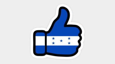 Çizim, animasyon, kalp şeklinde, sohbet şeklinde, başparmak yukarı doğru Honduras bayrağının görüntüsüyle. Beyaz arkaplan