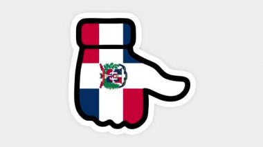 dikey ekran, dikey biçim. Çizim, animasyon kalp şeklinde, sohbet şeklinde, Dominik Cumhuriyeti bayrağının görüntüsüyle başparmak yukarı doğru. Beyaz arkaplan