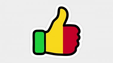 . Çizim, animasyon, kalp şeklinde, sohbet şeklinde, Mali bayrağının görüntüsüyle başparmak yukarı doğru. Beyaz arkaplan