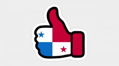 Çizim, animasyon, Panama bayrağının görüntüsüyle kalp şeklinde, sohbet şeklinde, başparmak yukarı doğru. Beyaz arkaplan