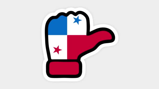 Pantalla vertical, formato vertical. Dibujo, animación es en forma de como, corazón, chat, pulgar hacia arriba con la imagen de la bandera de Panamá. Fondo blanco — Vídeo de stock