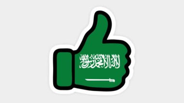 Çizim, animasyon, kalp şeklinde, sohbet şeklinde, başparmak yukarı Suudi Arabistan bayrağının görüntüsüyle. Beyaz arkaplan