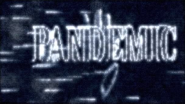 Matrix effect. human hand, pandemic inscription appears on black cyber pattern digital background. Computer script. Programming code. Digital abstract bits data stream. digital technology. — Stock Video