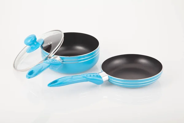 Set of two pans on white background — Stock Photo, Image