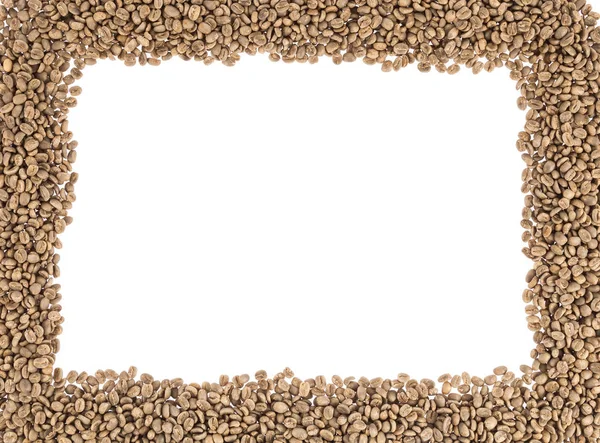 Rám z nepražených kávová zrna — Stock fotografie
