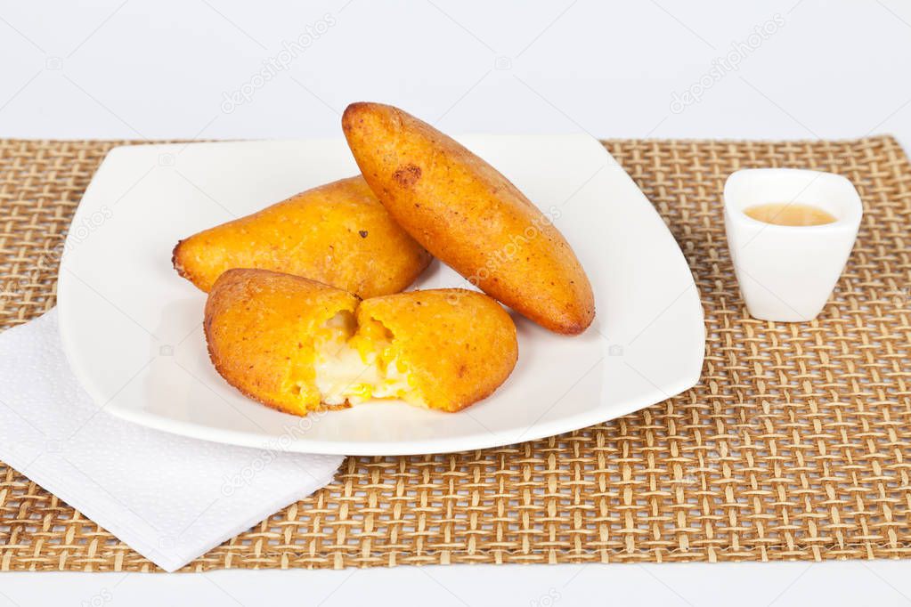 Tasty empanadas stuffed with cheese and tender corn