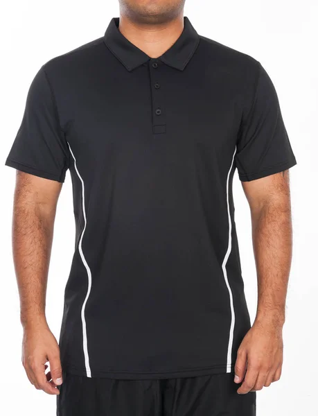 Koszulka Polo Czarny Sport Dla Mężczyzn — Zdjęcie stockowe