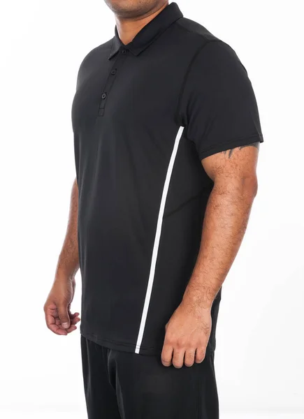 Μαύρο Αθλητικό Μπλουζάκι Πόλο Για Άνδρες — Φωτογραφία Αρχείου