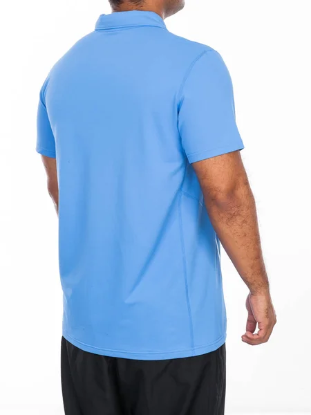 Sport Shirt Blauwe Polo Stijl Witte Achtergrond — Stockfoto