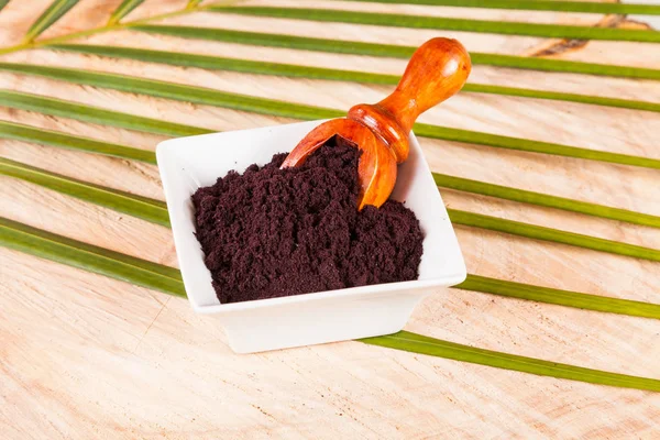 Powder Gives Acai Brazilian Fruit Euterpe Oleracea — Stock Photo, Image
