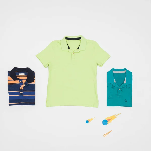 Mode Drie Poloshirts Voor Kinderen Foto Neutrale Achtergrond — Stockfoto