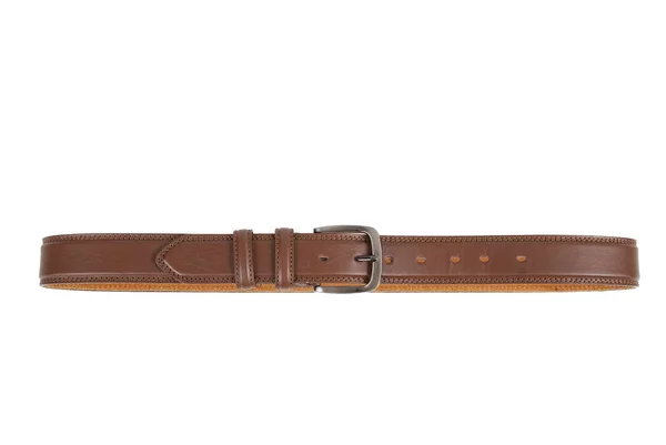 Brown Leather Belt Photo White Background — Stock Photo, Image
