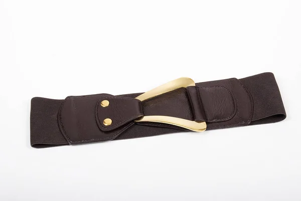 Elastic brown belt for women; photo on white background