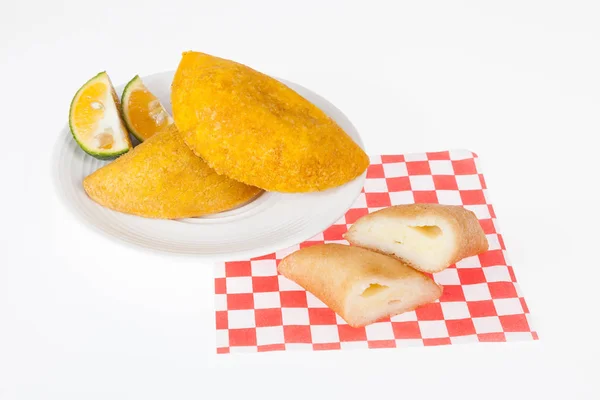 Savoureux Aliment Colombien Empanada Fromage Photo Sur Fond Blanc — Photo