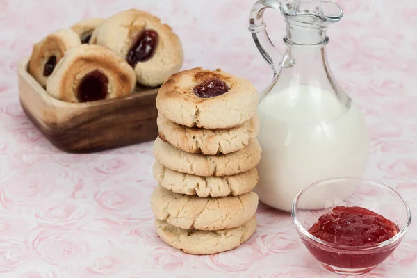 Смачне Масло Печиво Точкою Варення Домашнє Печиво — стокове фото