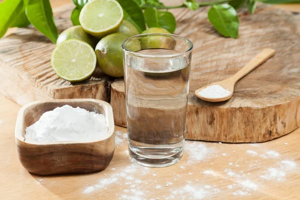 Выпечка Соды Бикарбонат Натрия Вода Лимон — стоковое фото