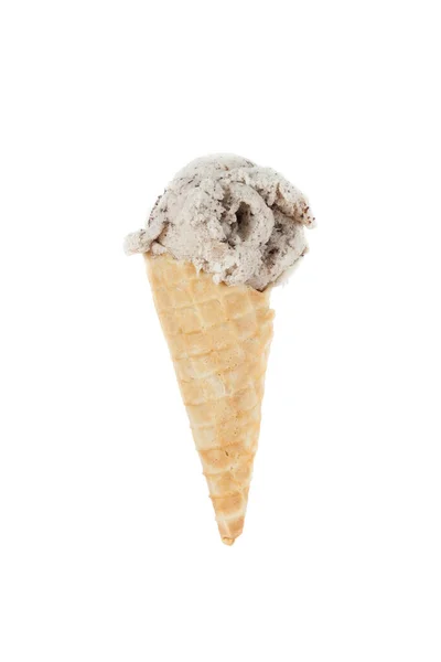 コーンネットにアイスクリームのスクープが添えられ 白い背景の写真 — ストック写真