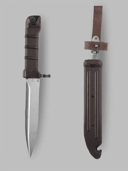 Cuchillo bayoneta militar con vaina —  Fotos de Stock