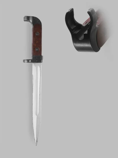 Military bayonet knife with scabbard — Stock Photo, Image