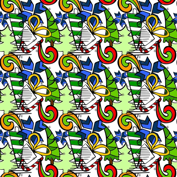 Beyaz arka planda kesintisiz doodle Noel temalı desen.
