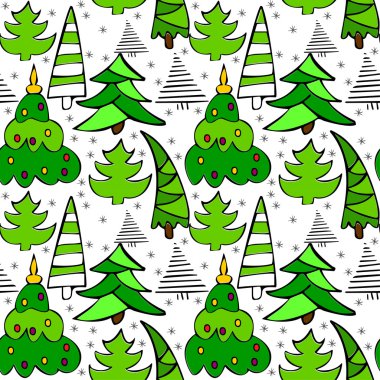 Noel temalı doodle seamless modeli. Hediye sarma kağıdı tasarım.