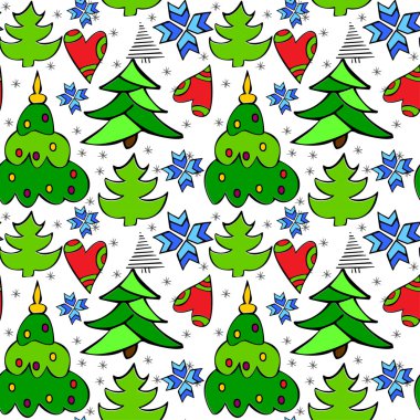 Noel temalı doodle seamless modeli. Hediye sarma kağıdı tasarım.