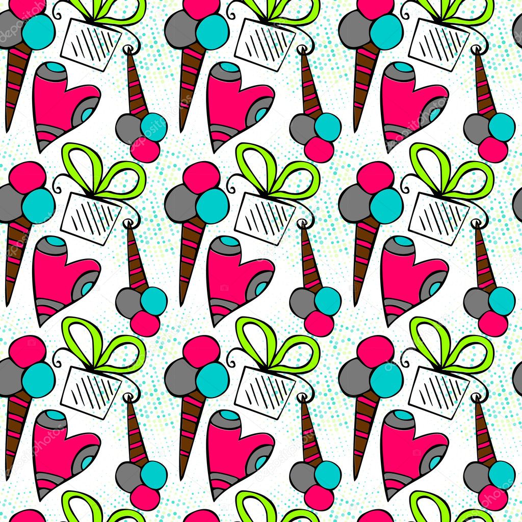 Birthday Themed Doodle Seamless Pattern Gift Wrapping Paper Design Stock Vector Birthday Themed Doodle Seamless Pattern Gift Wrapping Paper Design Stock Vector