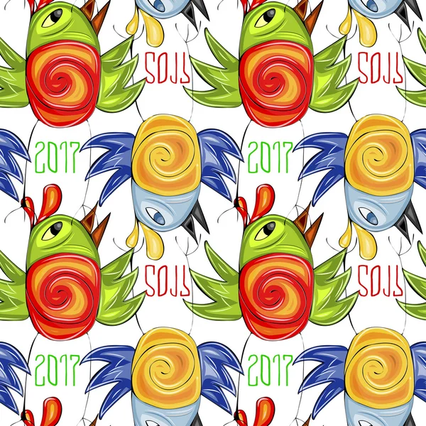 Bebek horozlar seamless modeli 2017 yazı ile doodle.