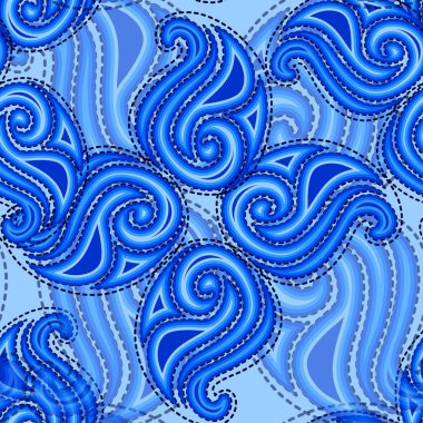 Mavi doodle bulutlar seamless modeli