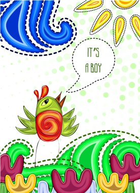 It's a boy card with bright doodle illustration clipart