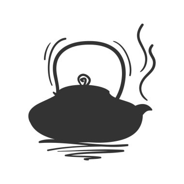 Çaydanlık siyah vektör siluet. Çay illüstrasyon içmek