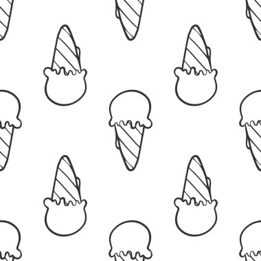 Dondurma seamless modeli doodle doku ile şekerli tatlı bac