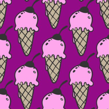 Dondurma Dikişsiz desen doku ile tatlı mor geri doodle