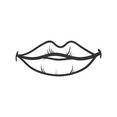 Dudakları beyaz vektör çizim üzerinde siyah