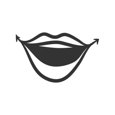 Kadın kadın gülümseme dudakları diş vektör çizim ile açıldı