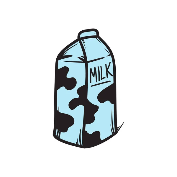 Milk pack vektor tangan digambar ilustrasi. Hitam garis doodle ico - Stok Vektor