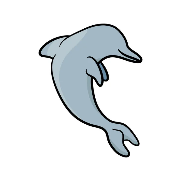 Dolphin vector ilustración dibujado a mano color azul . — Archivo Imágenes Vectoriales