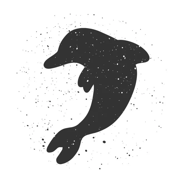 Illustration vectorielle dauphin couleur noire dessinée à la main . — Image vectorielle