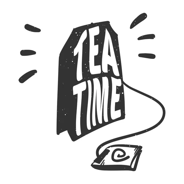 Tea Time ilustração vetorial com letras. Imagem matinal de —  Vetores de Stock