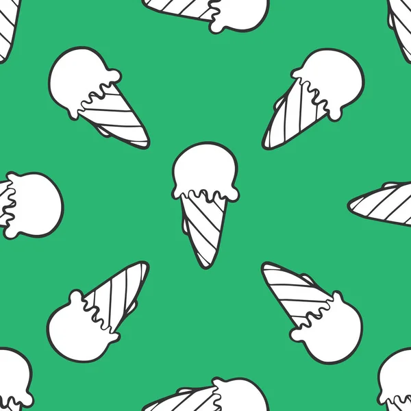 Ijs naadloze patroon doodle textuur met zoete groene backg — Stockvector