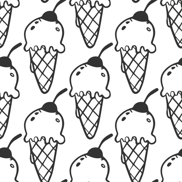 Ijs naadloze patroon doodle textuur met zoete dessert bac — Stockvector