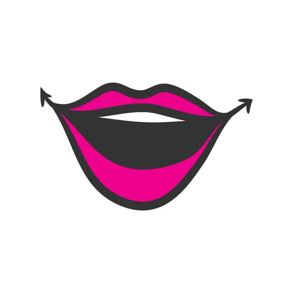 Mulher sorriso feminino lábios abertos com dentes vetor ilustração — Vetor de Stock