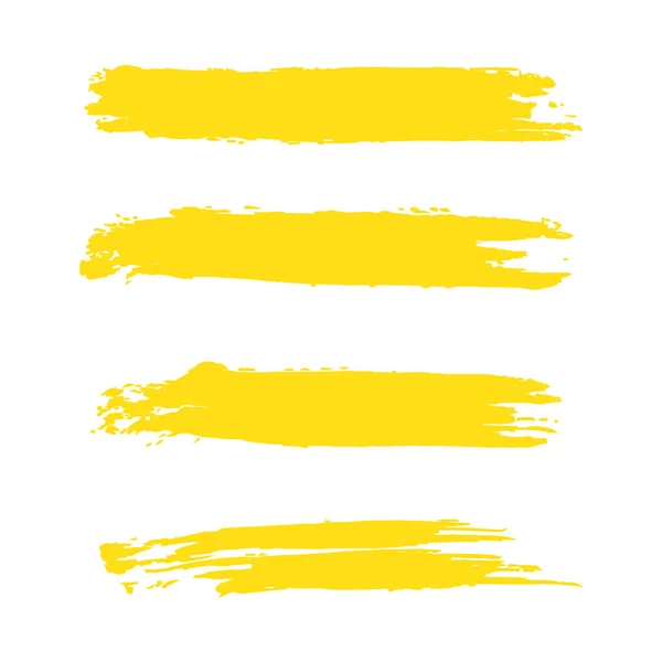 Vector trazo de cepillo amarillo, manchas de vectores de tinta, pintura acrílica en Gráficos Vectoriales