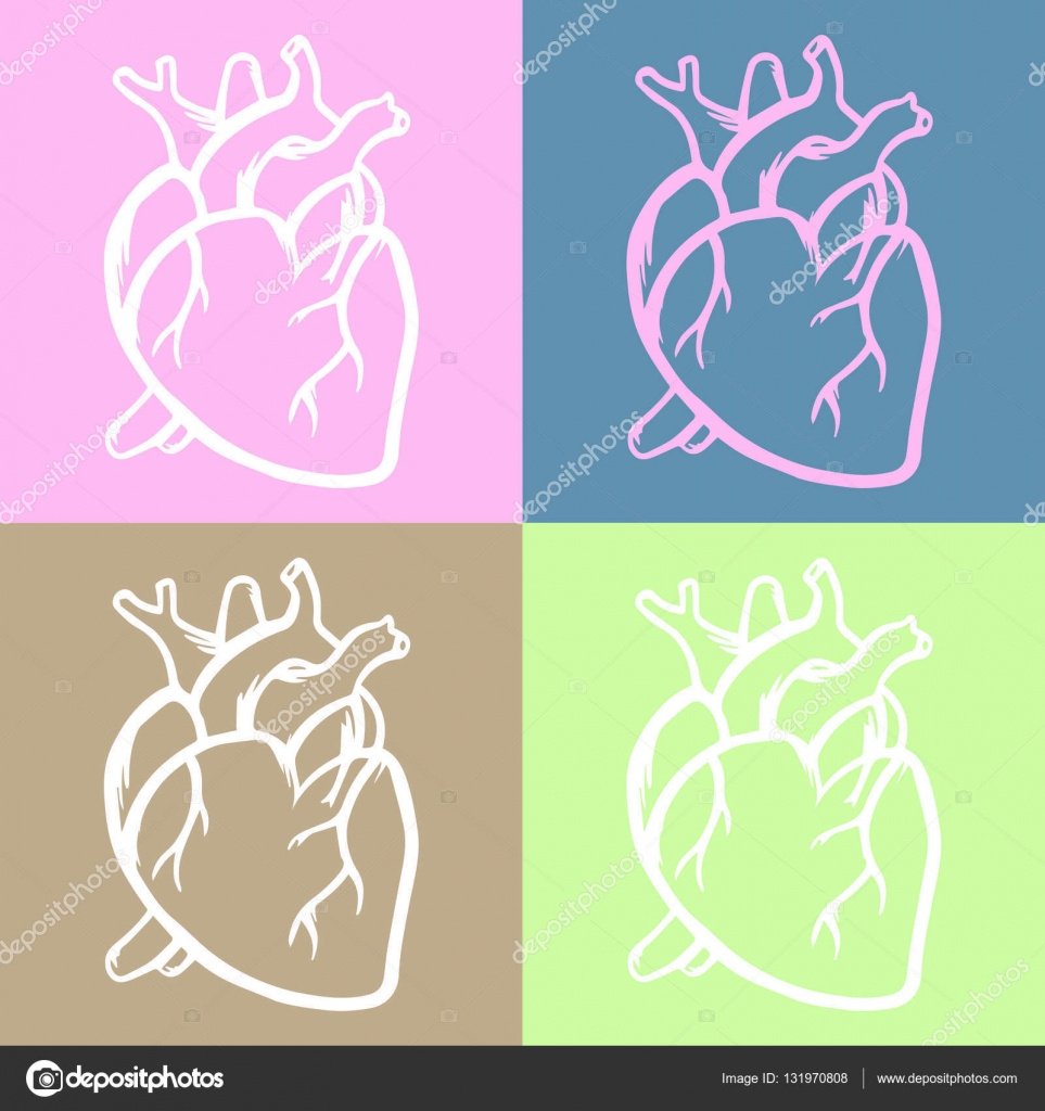 Cuori di vettore disegnato a colori a mano icona — Vettoriale Stock