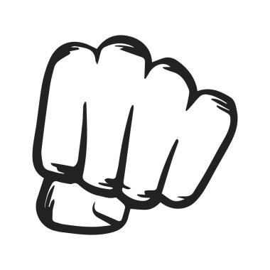 Yumruk, güçlü el vektör çizim elle çizilmiş sıkışmış