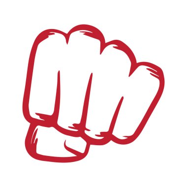 Yumruk, güçlü el vektör çizim elle çizilmiş sıkışmış