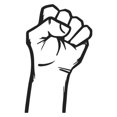 Yumruk, güçlü el vektör çizim elle çizilmiş sıkışmış.