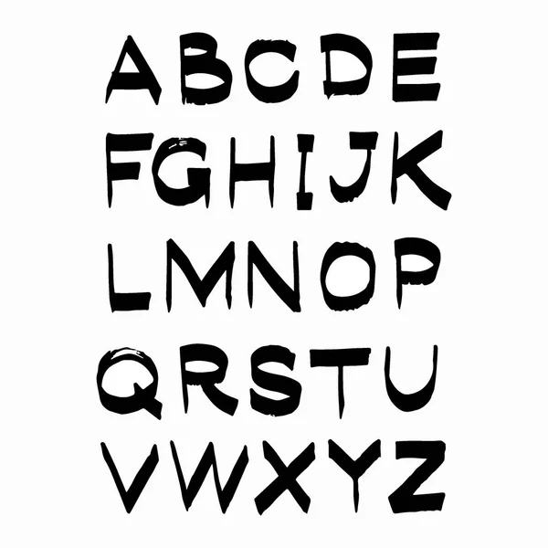 Vetor alfabeto preto ABC letras mão desenhada isolado no branco b — Vetor de Stock
