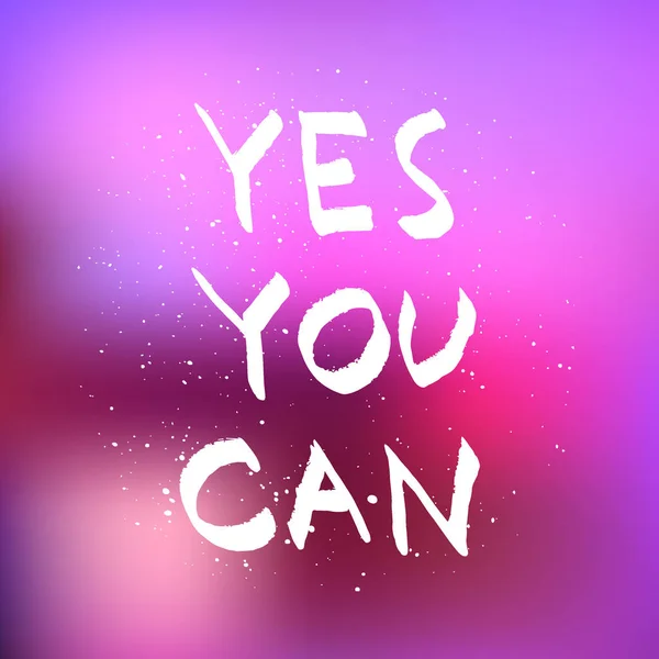 Yes You Can lettering. Motivational quote, white letters on pink — Stock Vector